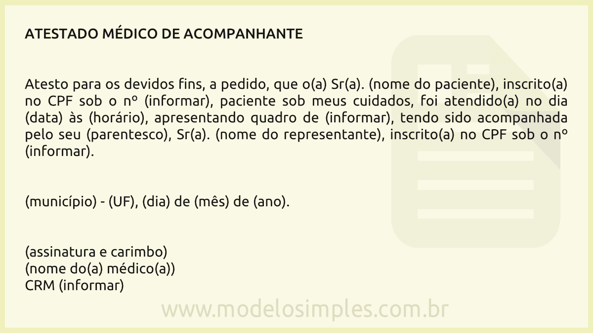 Modelo De Atestado De Acompanhante