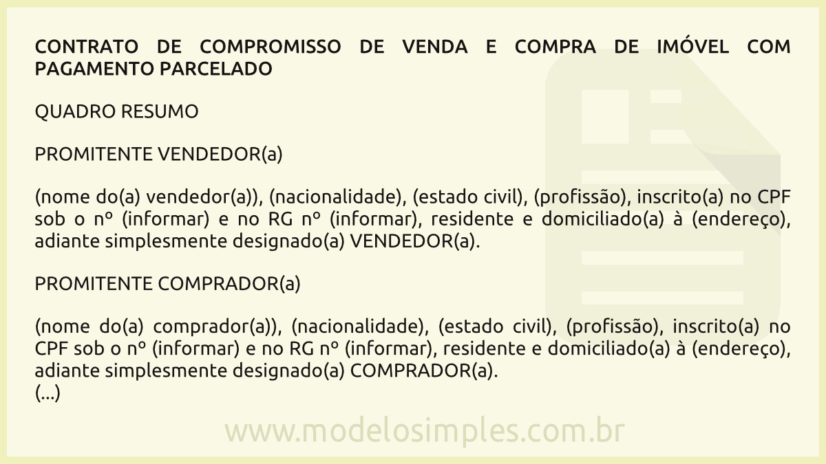 Contrato De Compra E Venda De Imovel Em Word Rei Da Permuta Images