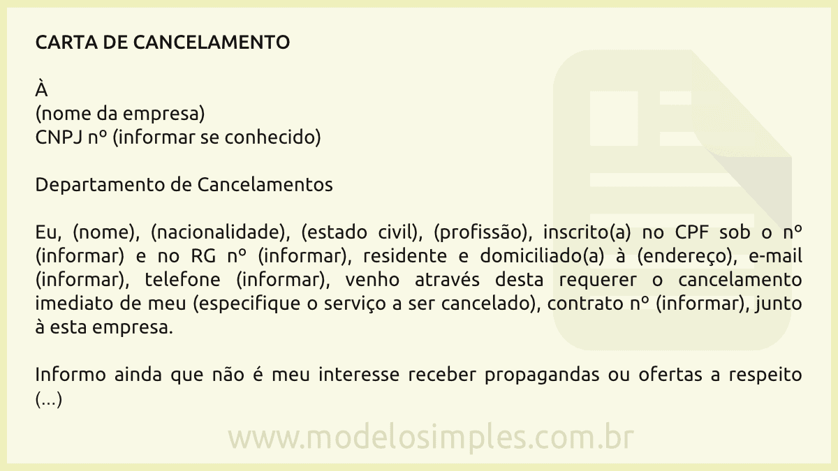 Modelo De Carta De Cancelamento Em Modelos De Carta H 8918