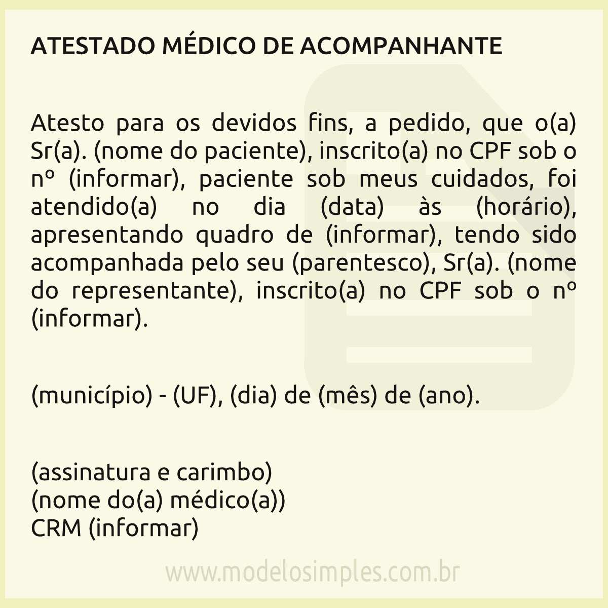 Modelo De Atestado De Acompanhante 0914