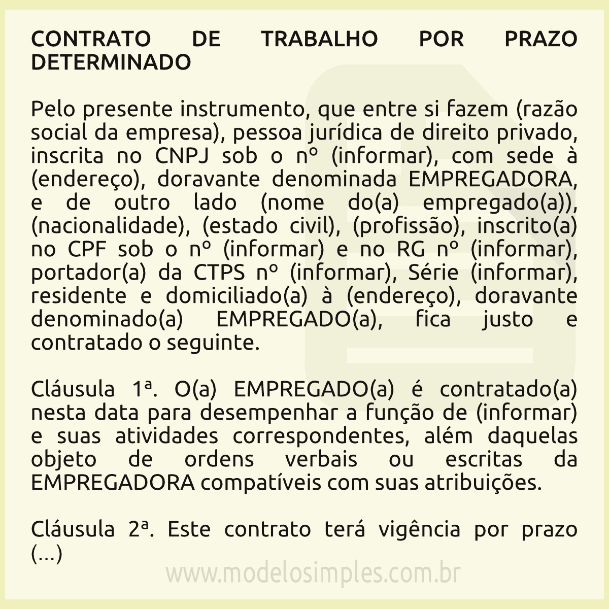 Total 33 Imagem Modelo De Contrato De Trabalho Por Prazo Determinado Vn 4049