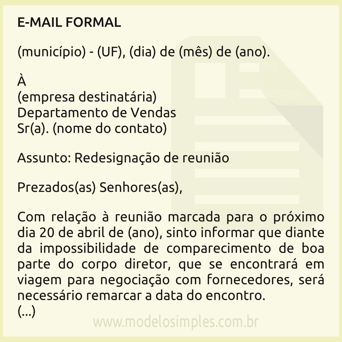 Modelo de Email Formal