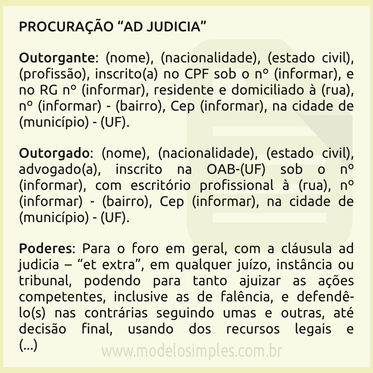 O QUE É PROCURAÇÃO JUDICIAL 