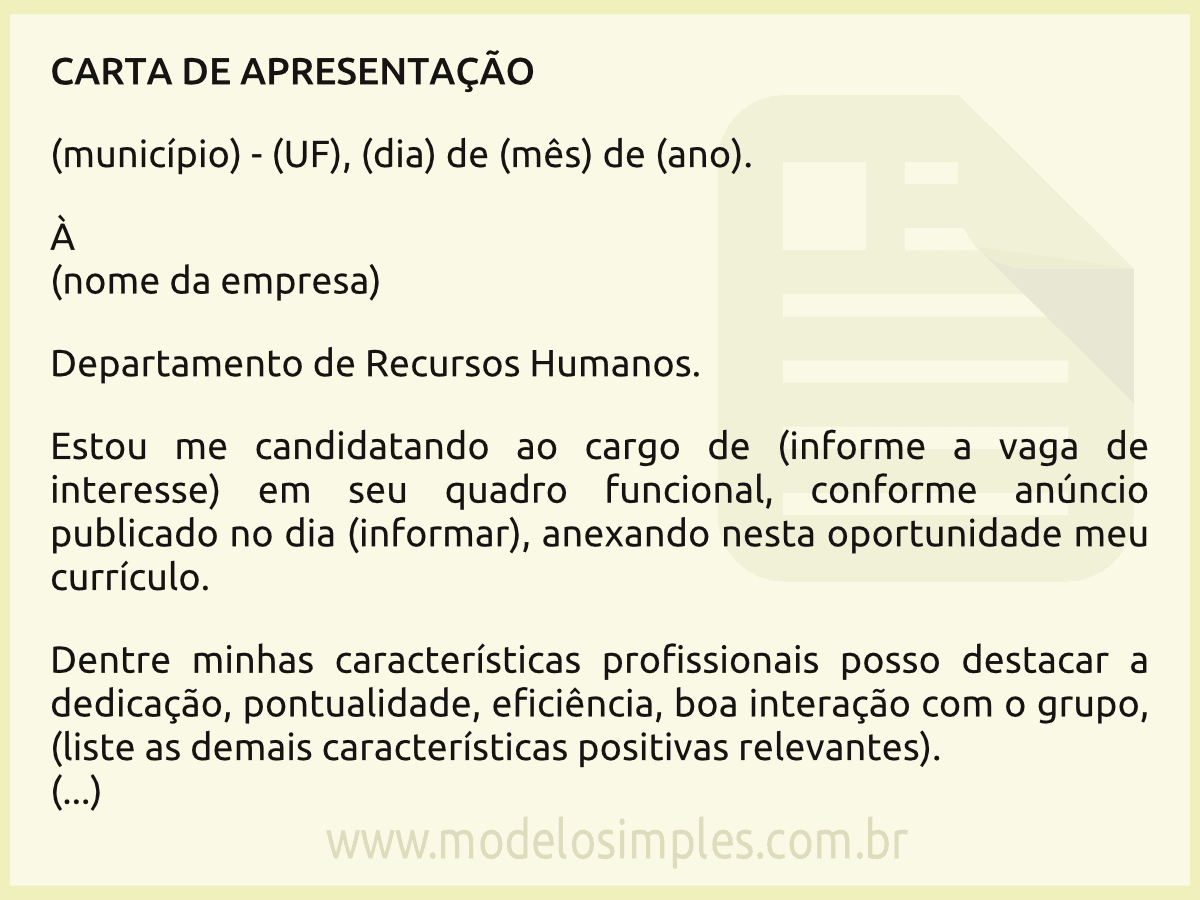 Exemplo De Carta De Apresentação Para Area Administrativa