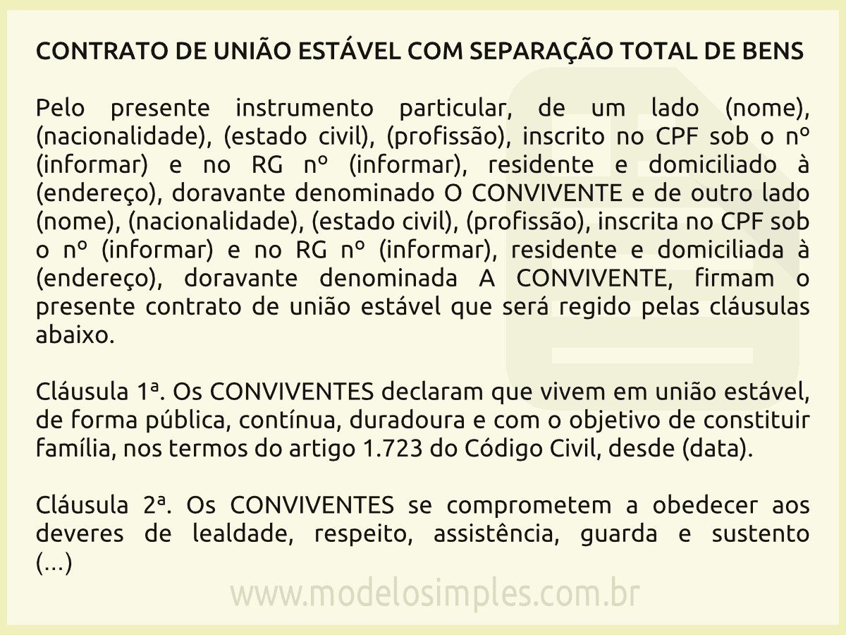 Modelo De Contrato De União Estável Completo E Atua 2591