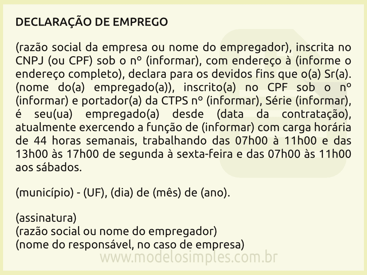 Topo 90 Imagem Modelo De Declaracao De Emprego Br Thp 5774